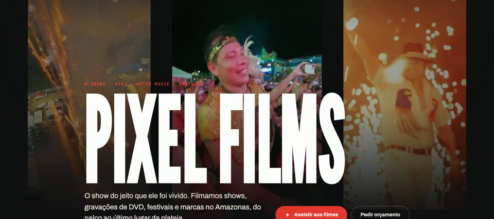 Página inicial do site Pixel Films