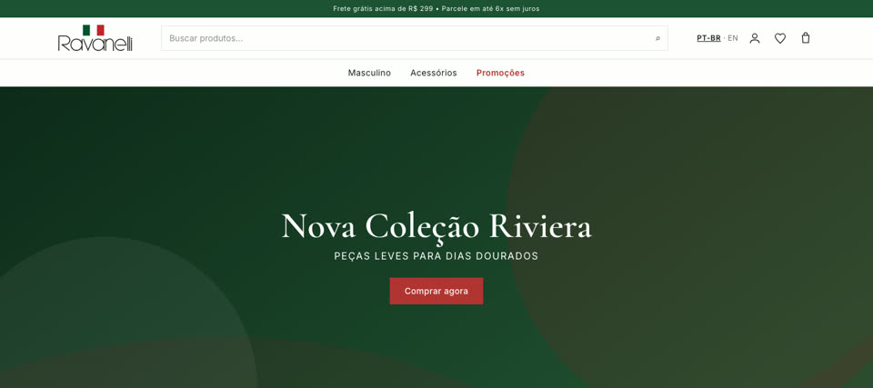 Página inicial do site Ravanelli